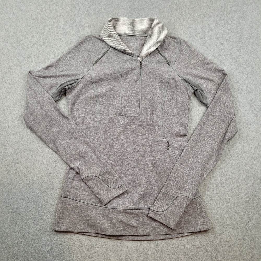 Lululemon Run Half Zip Pullover Womens Small Gray Heathered Thumbholes